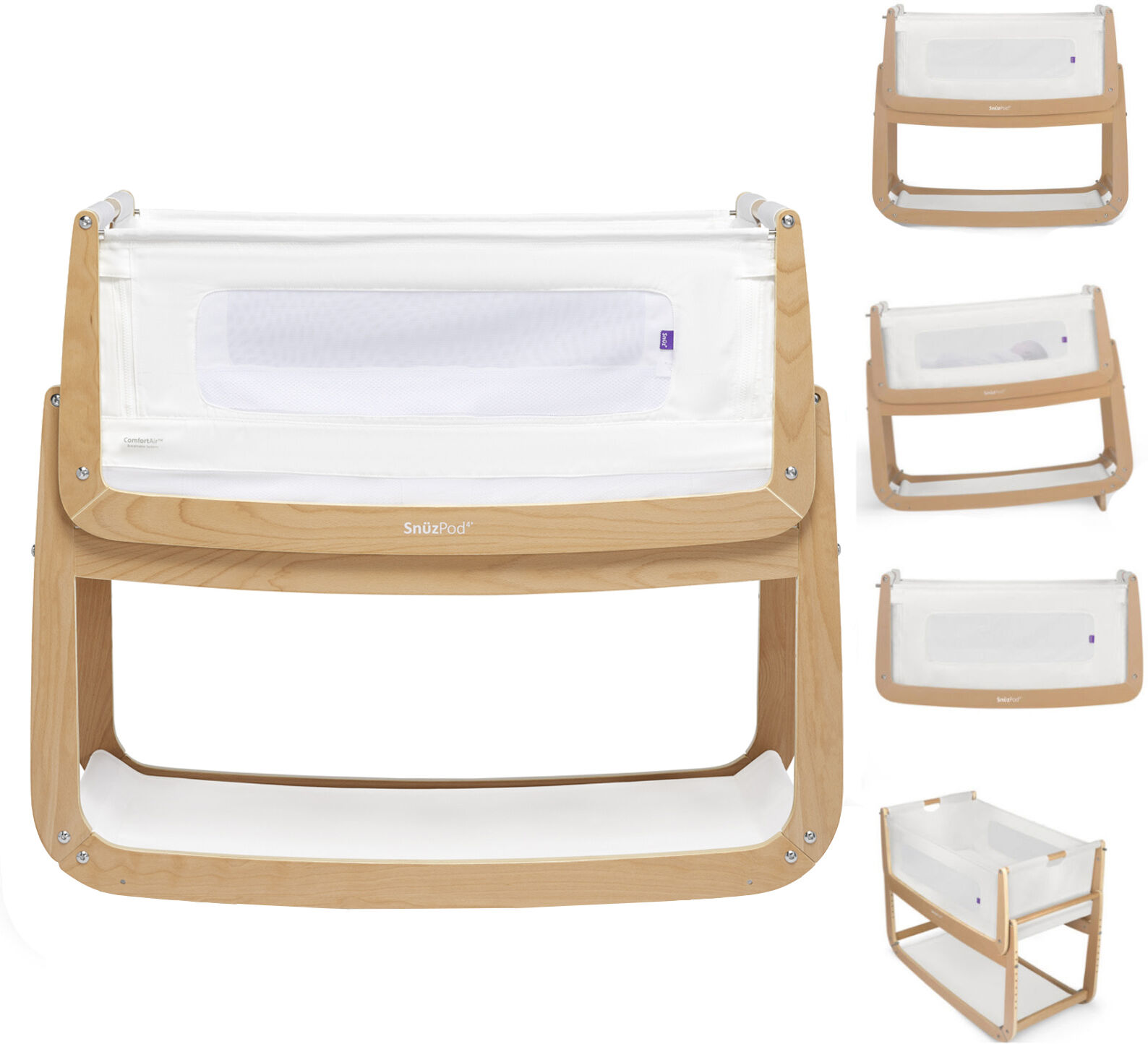 Snuz SnuzPod4 Bedside Crib 3 in 1 With Mattress - Natural