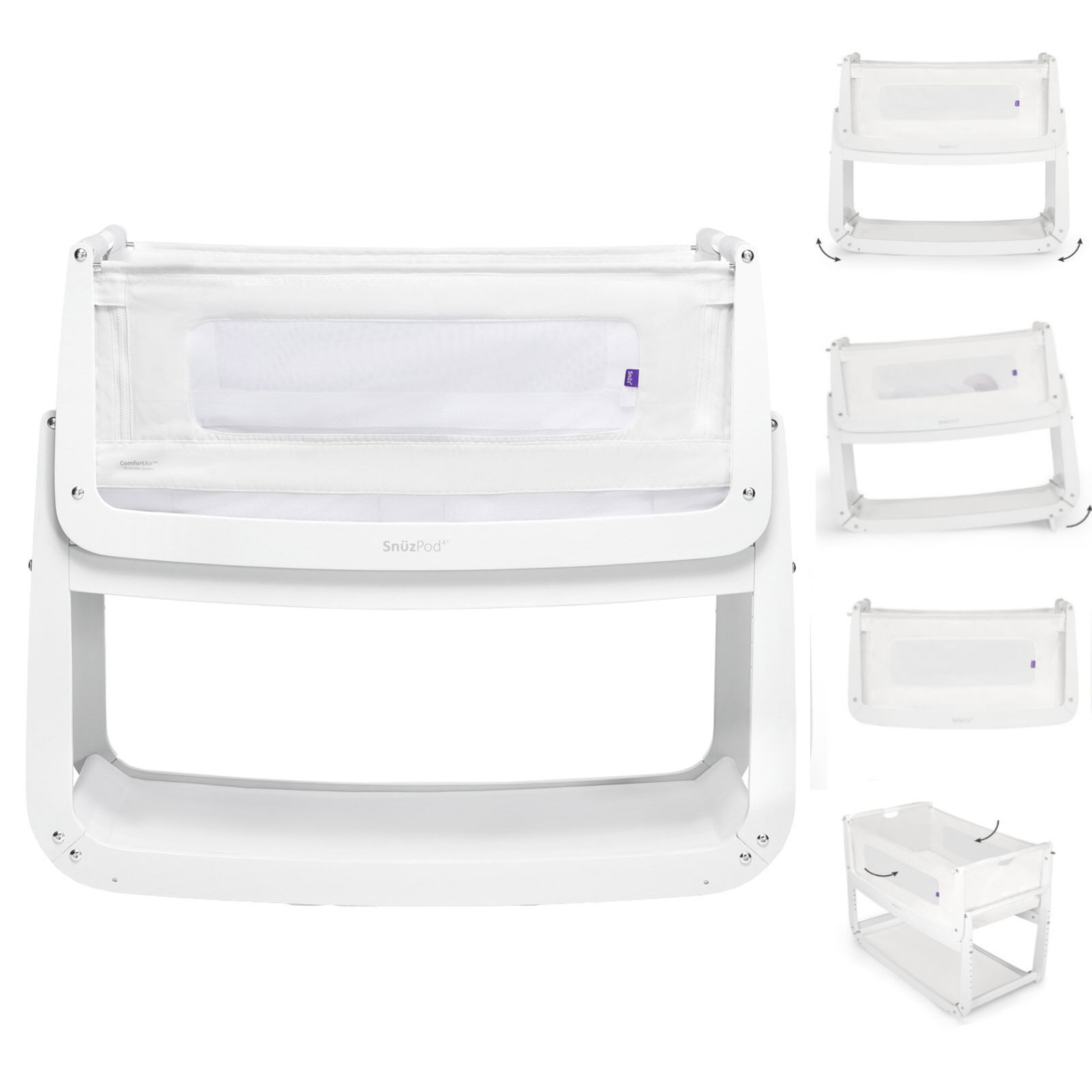 Snuz SnuzPod4 Bedside Crib 3 in 1 With Mattress - White