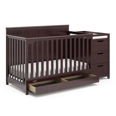 Graco Hadley 4-in-1 Convertible Crib and Changer with Drawer, Brown