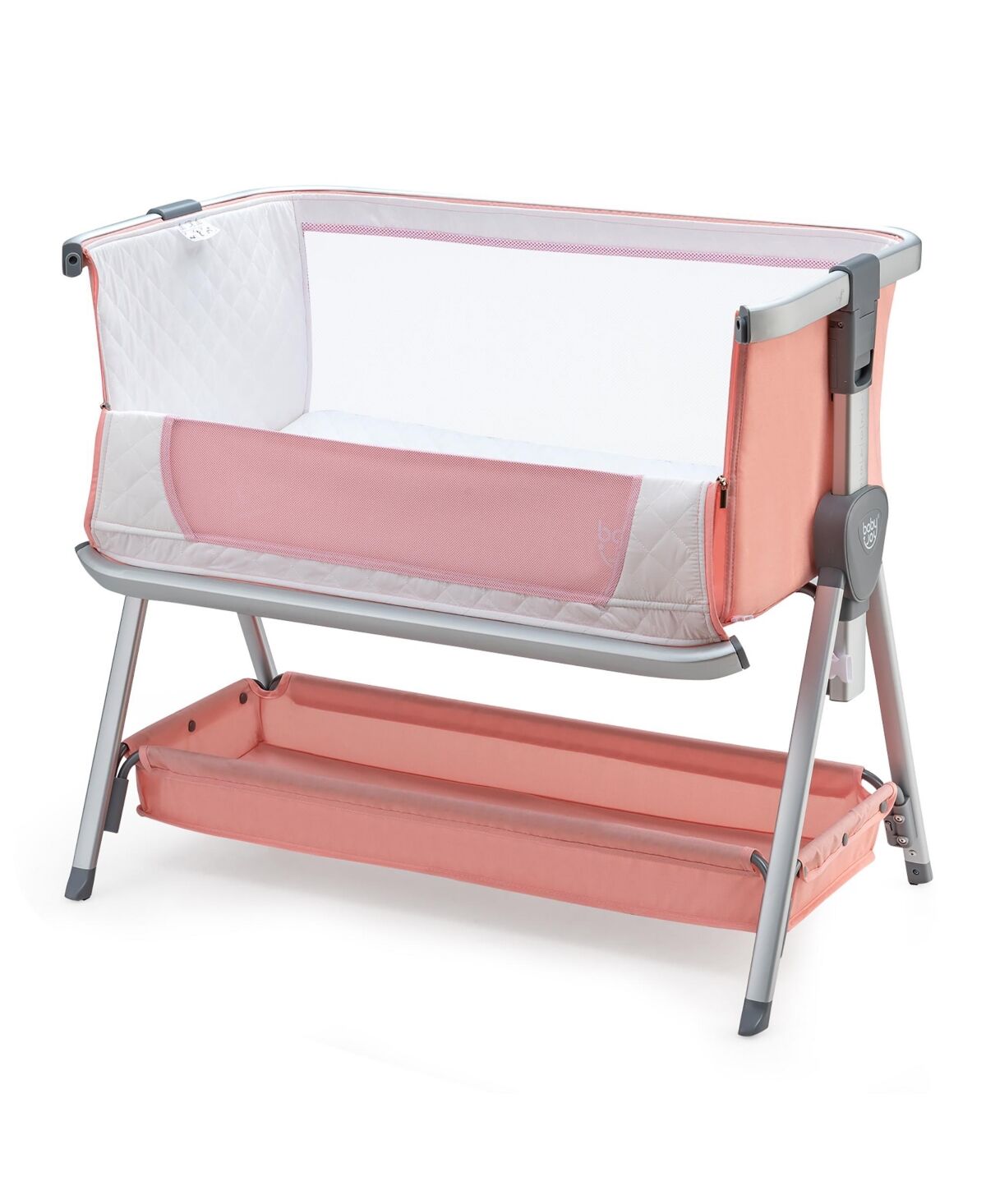 Costway Baby Bed Side Crib Portable Adjustable Infant Travel Sleeper Bassinet - Pink