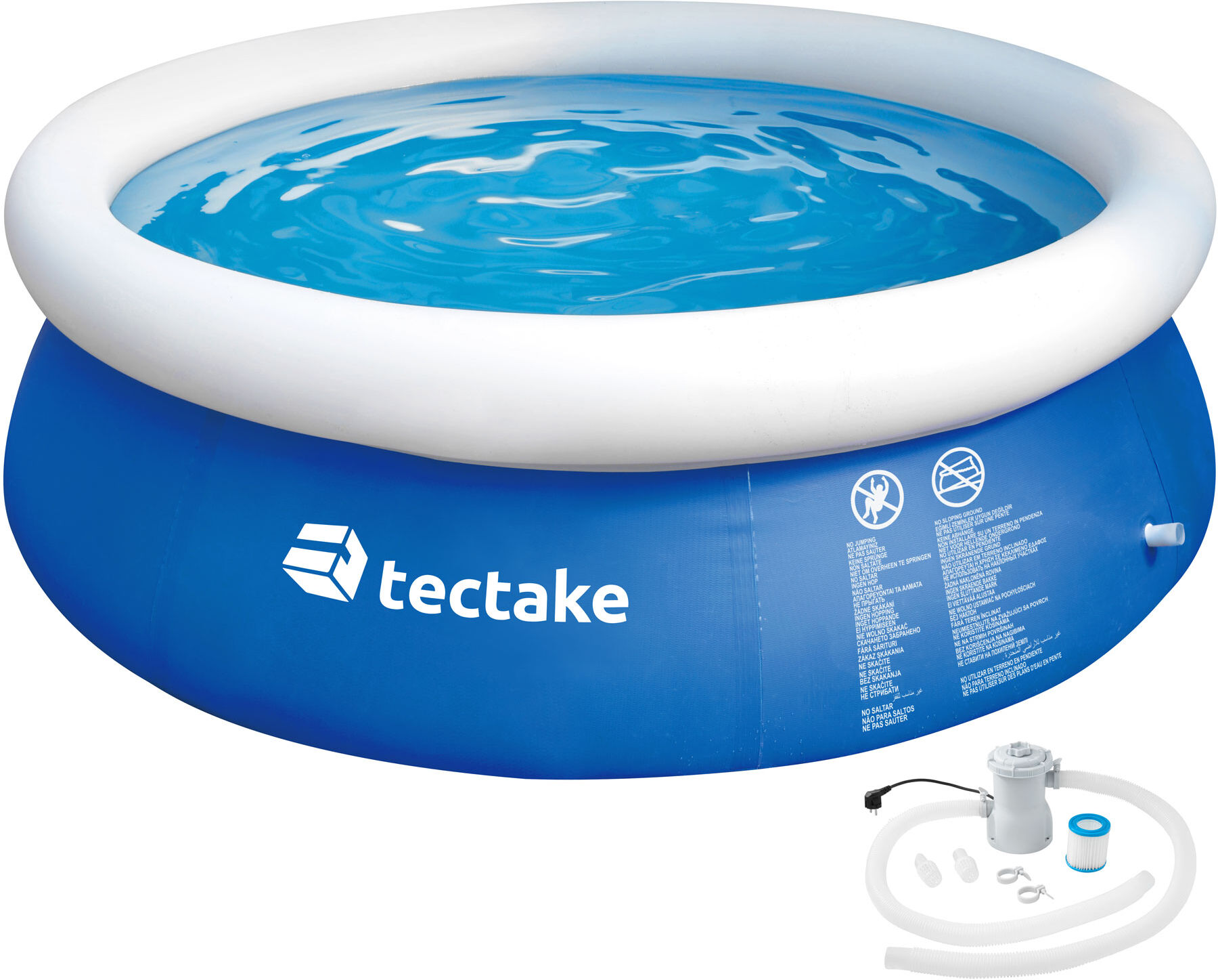 tectake Swimming Pool rund mit Pumpe Ø 300 x 76 cm - blau