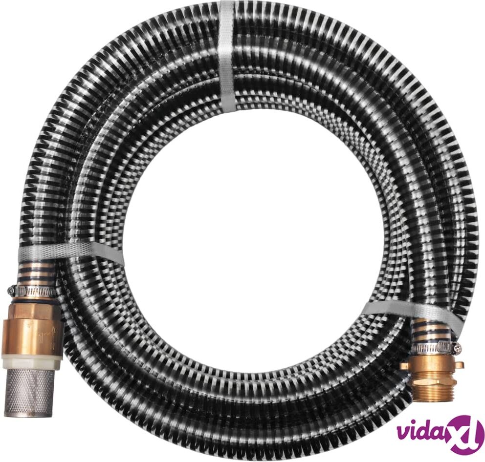 vidaXL Suction Hose with Brass Connectors 15 m 25 mm Black