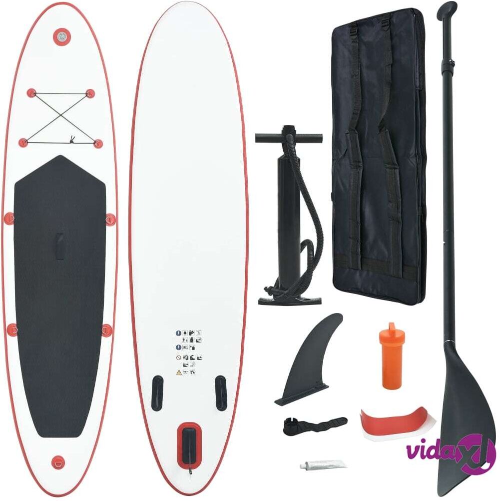 vidaXL Stand Up Paddle Board Set SUP Surfboard Inflatable Red and White