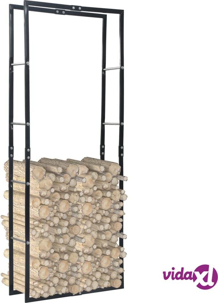 vidaXL Firewood Rack Black 80x25x200 cm Steel