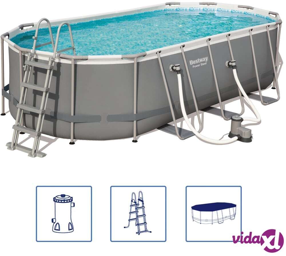 Bestway Power Steel Swimming Pool Set Oval 549x274x122cm