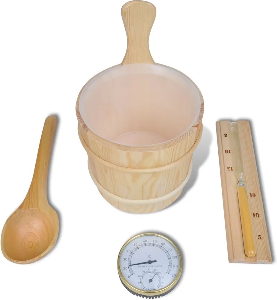 vidaXL Accessoire de sauna 5pcs Seau avec cuillère sablier thermomètre