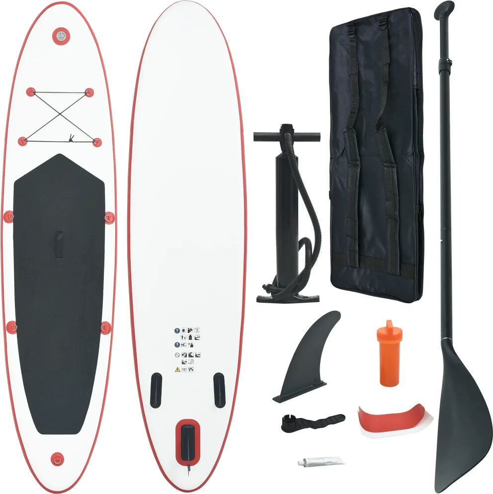 vidaXL Stand Up Paddle Planche à rame gonflable Rouge et blanc