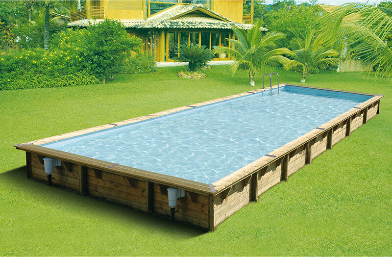 Ubbink Piscine bois Linea 11,00 x 5,00 x h1,40m Coloris du liner - Beige