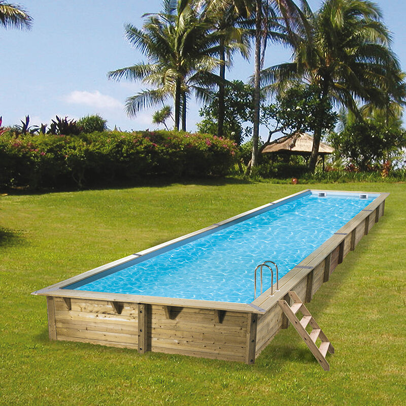 Ubbink Piscine bois Linea 15,50 x 3,50 x h1,55m Coloris du liner - Bleu