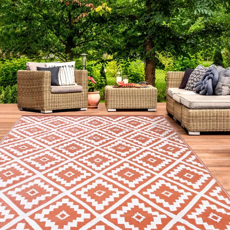 IDMarket Tapis extérieur BAHAMAS terracotta 120 x 180 CM