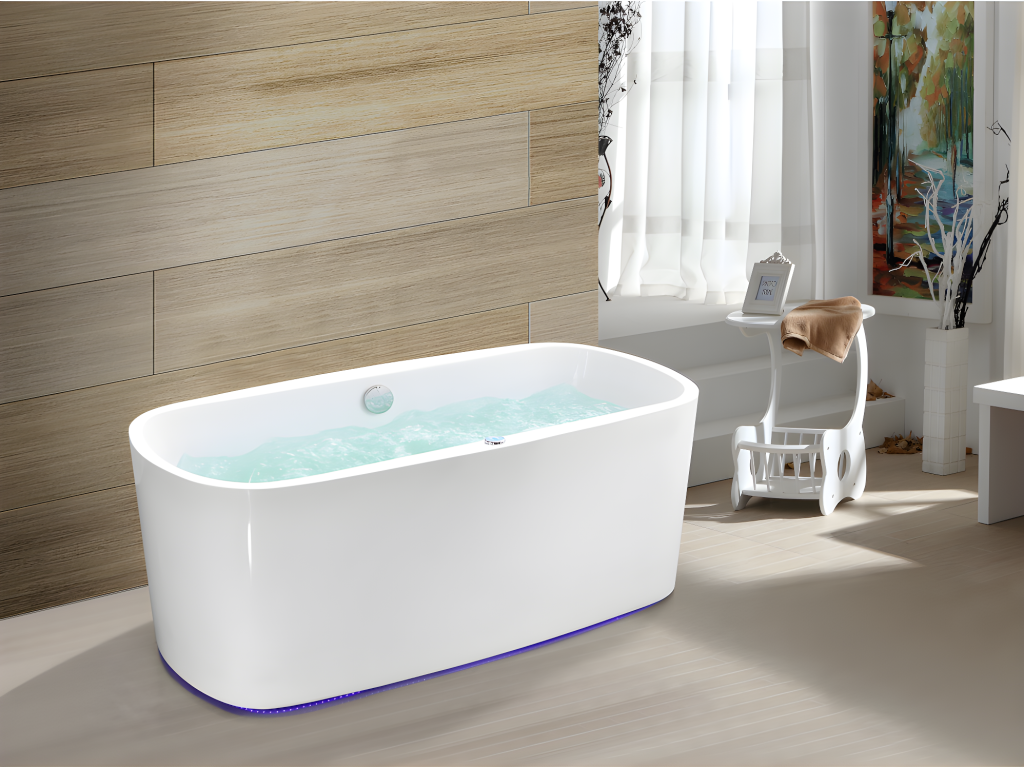 Vente-unique.ch LED-Whirlpool Badewanne SIRGAO - 1 Person - 155 L - Weiß