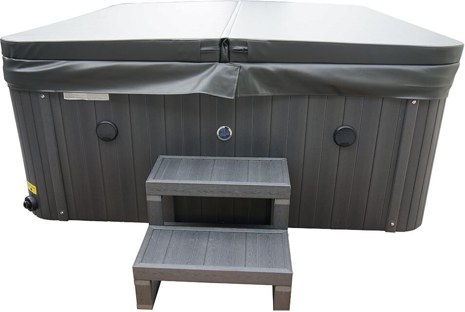 Vente-unique.ch Whirlpool mit Plane und Treppe KADAVU - 5 Personen - 38 Düsen - B200 x T200 x H83 cm - BALBOA-System - Blau