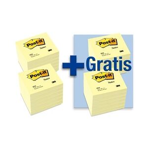 Post-it Haftnotizen, 76 x 76 mm, gelb, 12+12 GRATIS