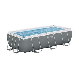 Bestway Power Steel Frame Pool Set mit Filterpumpe, Stahl / PVC, 4.04 x 2.01 x 1 m, Steinwand-Optik, grau, eckig, 6478 L