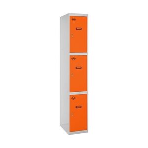 SimonRack Metallschrank 3 Türen GRUNDMODUL Zerlegt GRAU/ORANGE 1800x300x500 mm (Höhe x Länge x Breite)