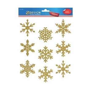 Fensterbilder, Folie, Schneeflocken, gold, 9 Aufkleber