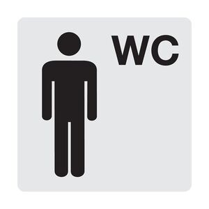 WC-Schild, Herren, Piktogramm, 60 x 60 mm - 60x60x0.5 mm Aluminium glatt