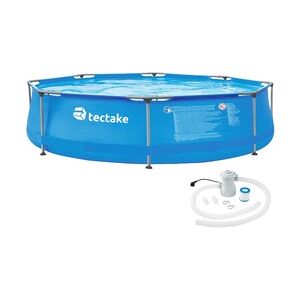 tectake Swimming Pool rund mit Stahlrahmen und Filterpumpe Ø 300 x 76 cm - blau - 402895