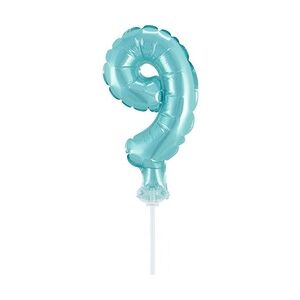 Kuchendeko Mini Folienballon hellblau Zahl 9