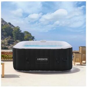 Arebos - Aufblasbarer Spa für drinnen und draußen 4 Personen 154x154cm 100 Massagedüsen Wellness Spa Heizung Aufblasbare Massage Quadrat 600 Liter