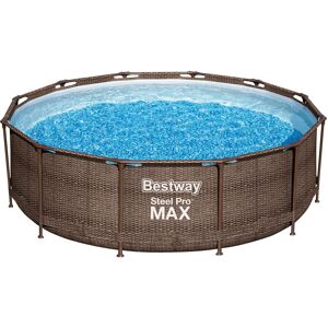 Bestway Steel Pro MAX™ Solo Pool ohne Zubehör Ø 366 x 100 cm, Rattan-Optik (Schokobraun), rund - Braun