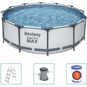 Bestway - Aufstellpool Steel Pro max Frame Pool Komplett-Set 366 x 100 cm rund inklusive Poolfilter - n/a