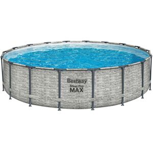 Bestway Steel Pro MAX™ Solo Pool ohne Zubehör Ø 549 x 122 cm, Steinwand-Optik (Cremegrau), rund - Grau