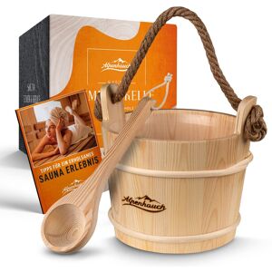 Alpenhauch Sauna Eimer Mit Kelle [100% Naturholz] - Edler Saunakübel Mit - Akzeptabel Naturholz