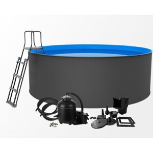 Dancover Pool Santorini 120 XL mit Abdeckplane Gewebeplane Abdeckplanen + Bodenplane Abdeckplane, Ø460cm, Anthrazit