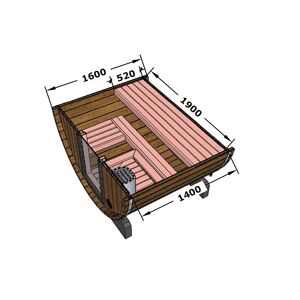 FinnTherm Terrassen-Fass-Sauna Ausführung:Premium-Thermoholz Ausführungen:Halbrund-Glas-Rückwand+Voll-Glas-Frontwand