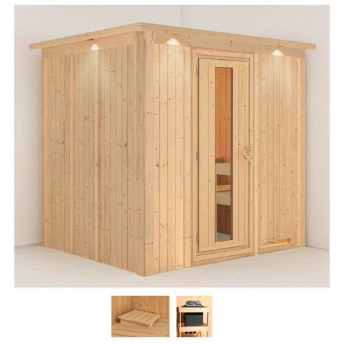 KARIBU Sauna „Solida“ Saunen ohne Ofen beige (naturbelassen) Saunen