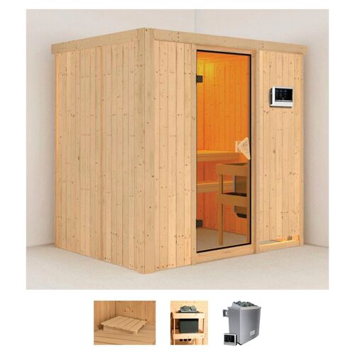 KARIBU Sauna „Bedine“ Saunen 9 KW-Ofen mit externer Steuerung beige (naturbelassen) Saunen