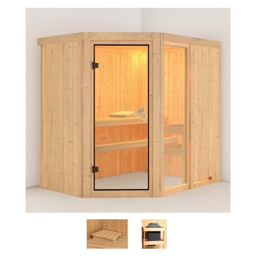 KARIBU Sauna „Frigga 1“ Saunen ohne Ofen beige (naturbelassen) Saunen