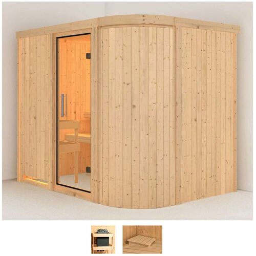 KARIBU Sauna „Thyra 4“ Saunen ohne Ofen beige (naturbelassen) Saunen