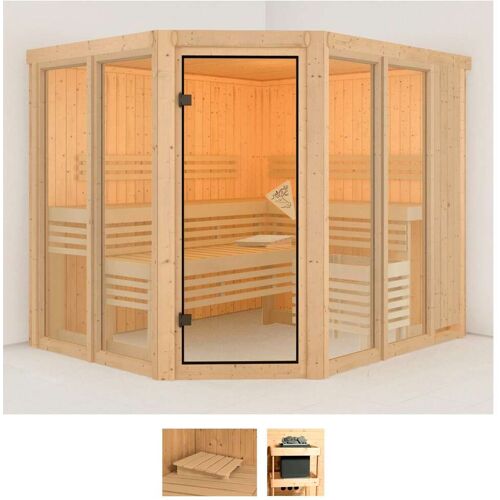 KARIBU Sauna „Anike 3“ Saunen ohne Ofen beige (naturbelassen) Saunen