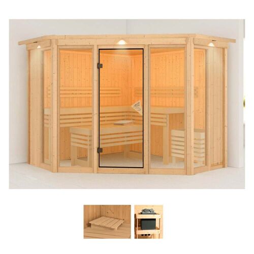 KARIBU Sauna „Astrid 2“ Saunen ohne Ofen beige (naturbelassen) Saunen