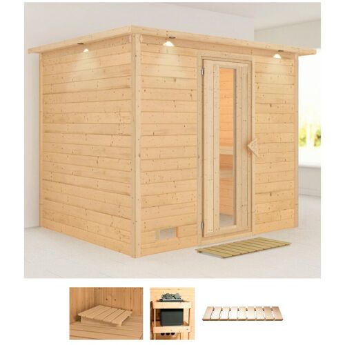 KARIBU Sauna „Soraja“ Saunen ohne Ofen beige (naturbelassen) Saunen