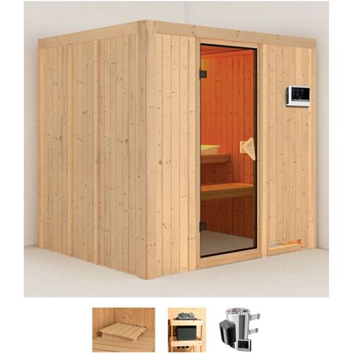 KARIBU Sauna „Dima“ Saunen 3,6-kW-Plug & Play Ofen mit externer Steuerung beige (naturbelassen) Saunen