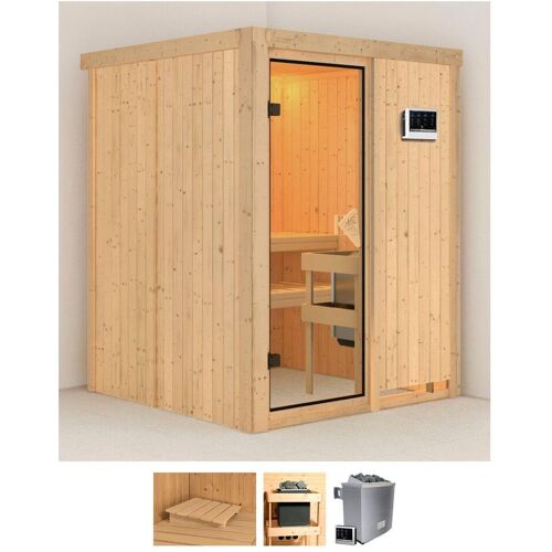 KARIBU Sauna „Norma“ Saunen 9 KW-Bio-Ofen mit externer Steuerung beige (naturbelassen) Saunen