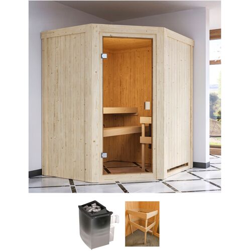 KARIBU Sauna „Fausin“ Saunen mit Ofen 9 kW integr. Strg. beige (natur) Saunen