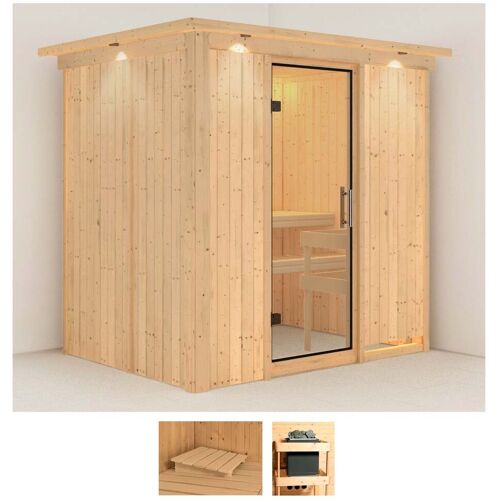 KARIBU Sauna „Bedine“ Saunen ohne Ofen beige (naturbelassen) Saunen