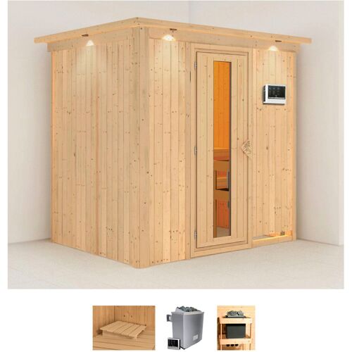 KARIBU Sauna „Bedine“ Saunen 9 KW-Ofen mit externer Steuerung beige (naturbelassen) Saunen