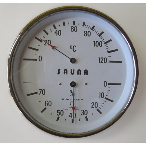 AREND SAUNABAU Arend Sauna Thermo-Hygrometer Deluxe mit verchromten Gehäuse für Saunakabine