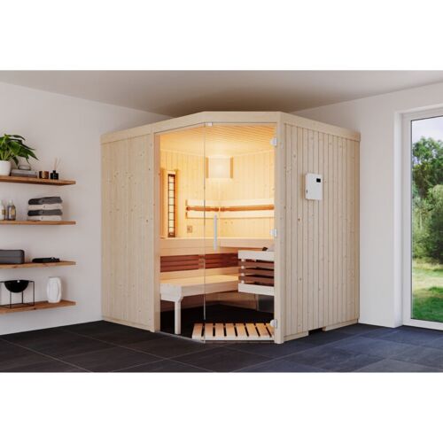 INFRAWORLD Sauna Safir Complete Fichte Multifunktionssauna Infrarotstrahler 214×214 cm – Infraworld