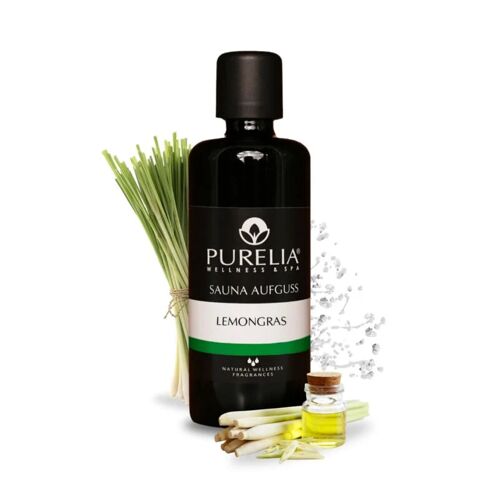 PURELIA Saunaaufguss Konzentrat Lemongras 100 ml natürlicher Sauna-aufguss – reine ätherische Öle – Purelia
