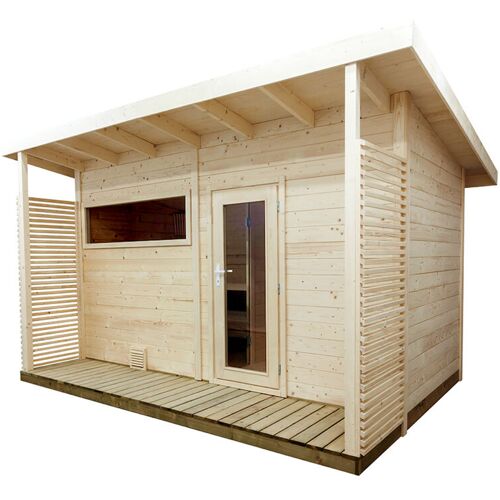 SENTIOTEC Gartensauna Scala Large Saunahaus aus Fichte Massivsauna ca. 459x313x272 cm – Sentiotec