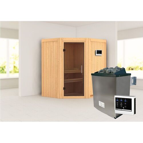 Karibu Sauna „Ruacana“ SET naturbelassen mit 9kW Ofen