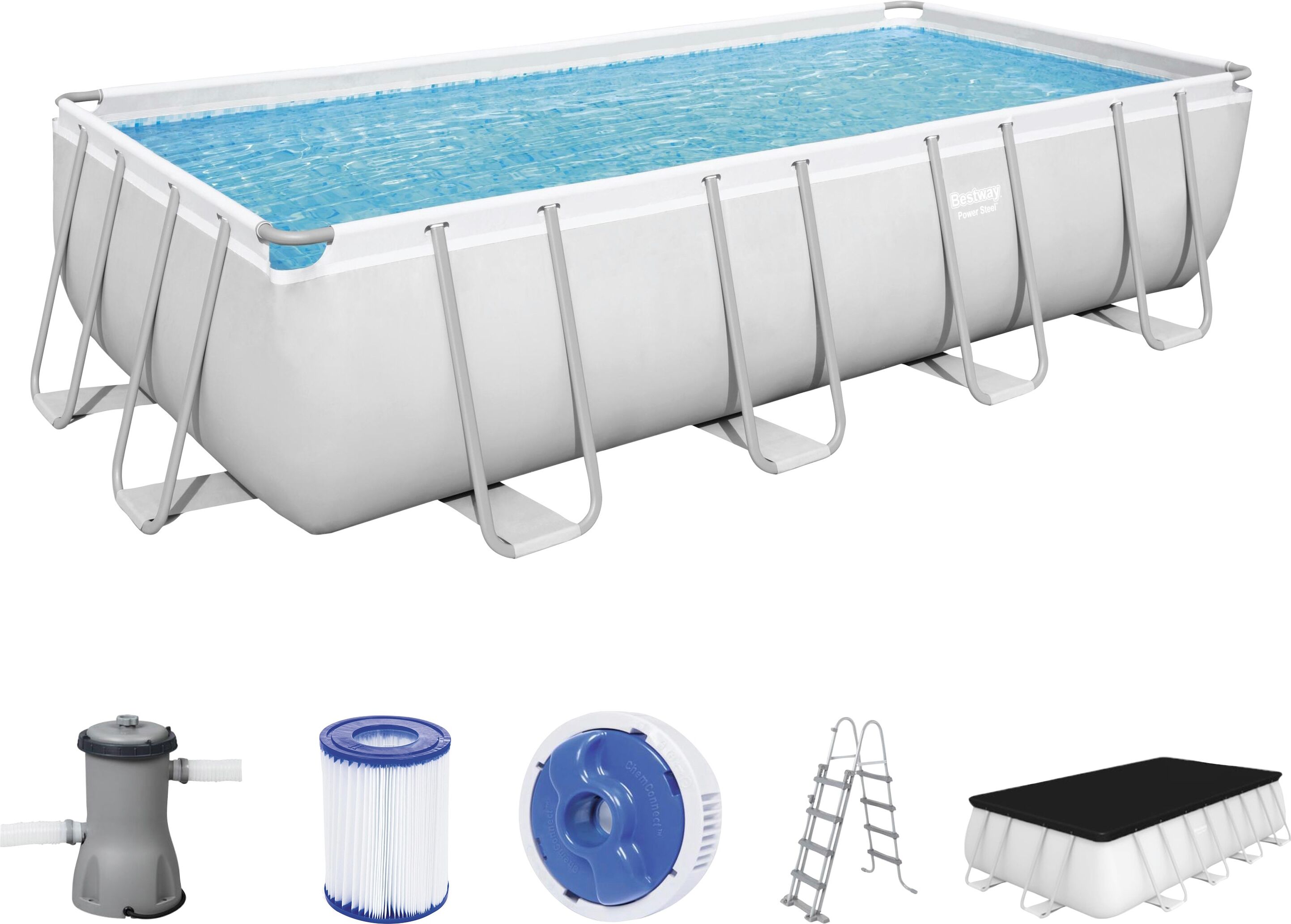 Framepool BESTWAY "Msteel" Schwimmbecken Gr. B/H/L: Breite 244 cm x Höhe 122 cm x Länge 488 cm, 11532 l, grau Frame-Pools 5-tlg., BxLxH: 244x488x122 cm mit Kartuschenfilter