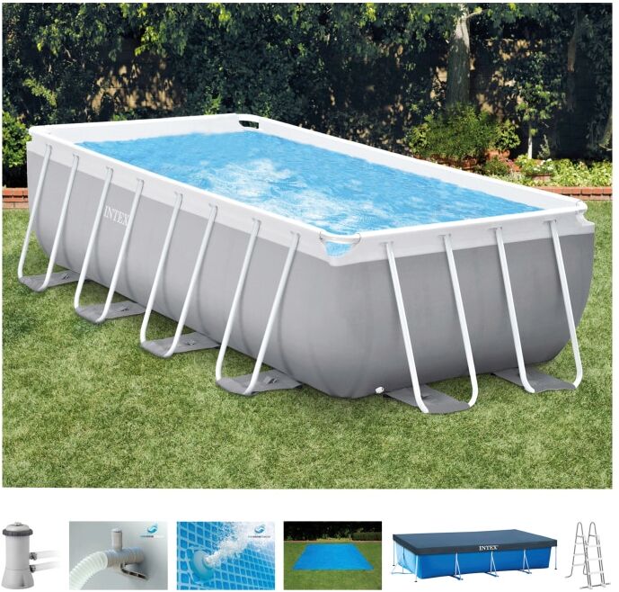 Framepool INTEX "Prism Frame™ Rectangular" Schwimmbecken Gr. B/H/L: Breite 244 cm x Höhe 107 cm x Länge 488 cm, 10900 l, grau Frame-Pools BxLxH: 244x488x107 cm