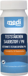 mediPOOL GmbH mediPOOL Teststäbchen, Wasseranalyse für Schwimmbäder, 1 Dose = 50 Stück, Aktivsauerstoff - ph-Wert Messung